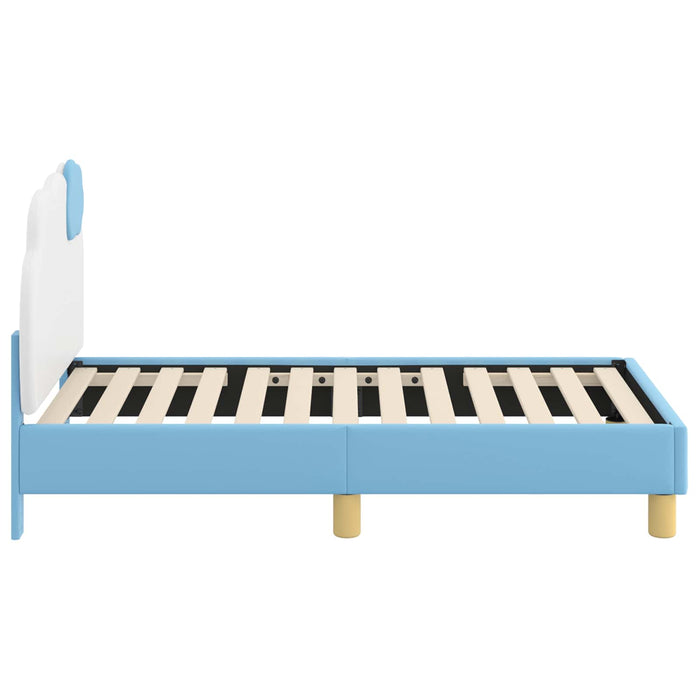 Cadru de pat pentru copii cu spătar albastru 70 x 140 cm PU - WALTI WALTI