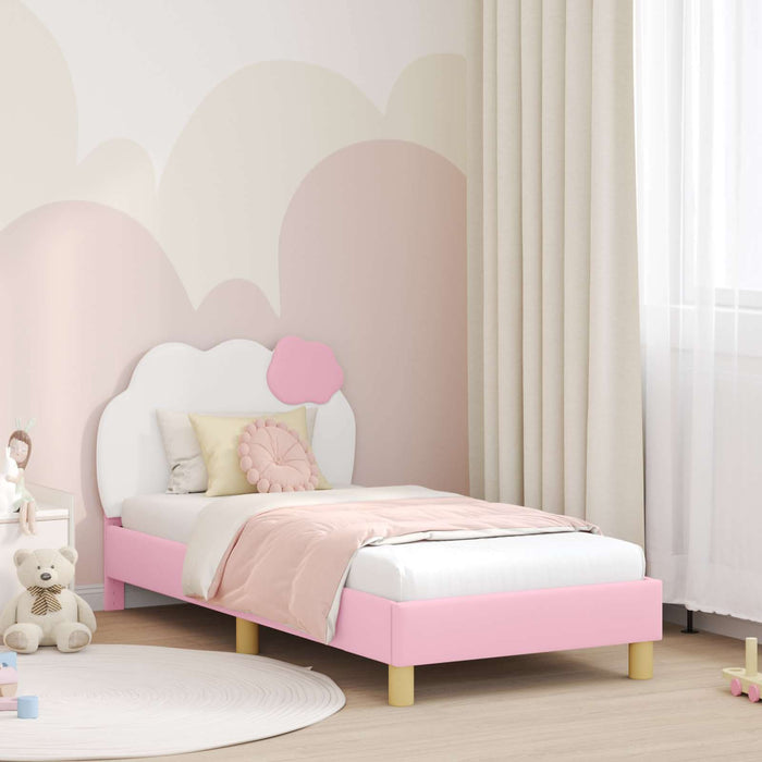 Cadru de pat pentru copii cu spătar Roz 80 x 160 cm PU WALTI