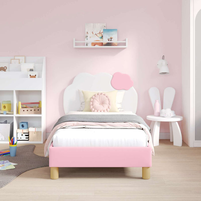 Cadru de pat pentru copii cu spătar Roz 80 x 160 cm PU WALTI
