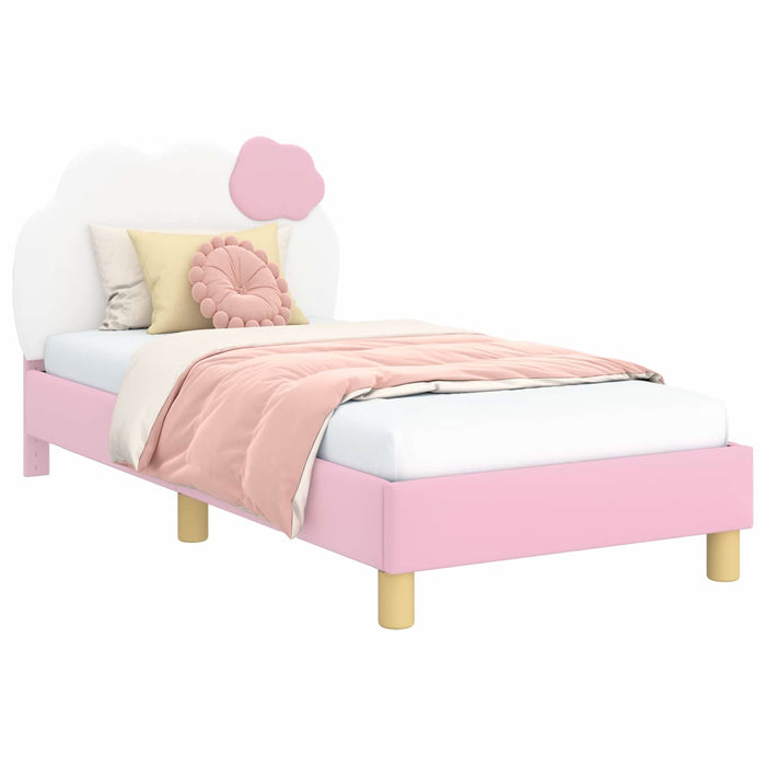 Cadru de pat pentru copii cu spătar Roz 80 x 160 cm PU WALTI