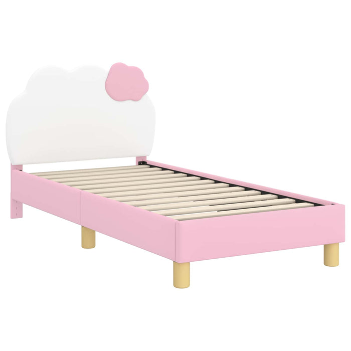 Cadru de pat pentru copii cu spătar Roz 80 x 160 cm PU WALTI