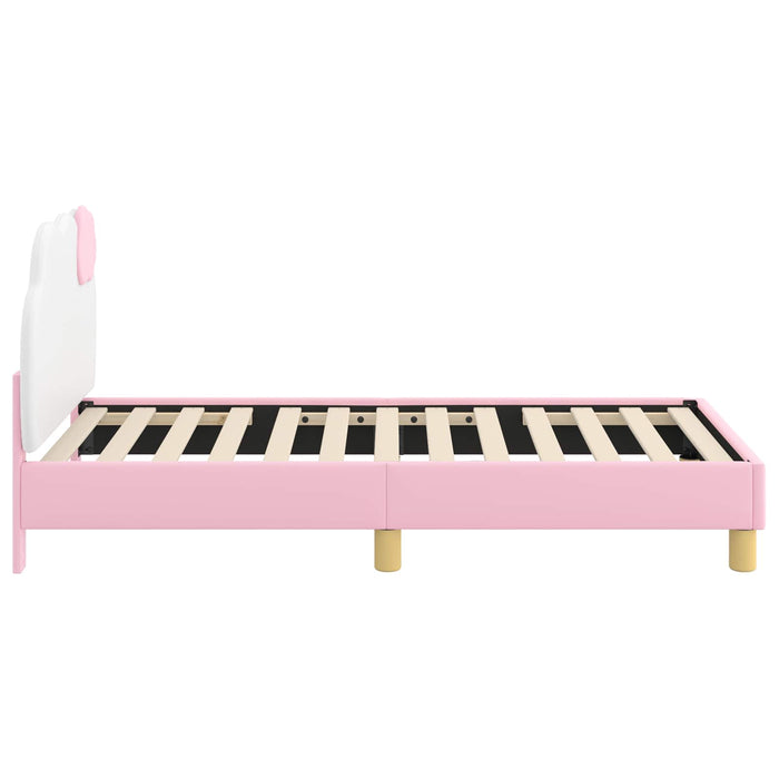 Cadru de pat pentru copii cu spătar Roz 80 x 160 cm PU WALTI