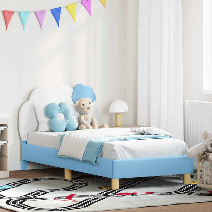 Cadru de pat pentru copii cu spătar albastru 80 x 160 cm PU - WALTI WALTI