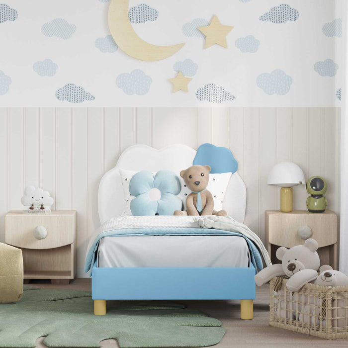 Cadru de pat pentru copii cu spătar albastru 80 x 160 cm PU - WALTI WALTI