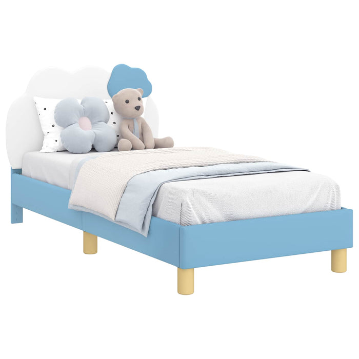 Cadru de pat pentru copii cu spătar albastru 80 x 160 cm PU - WALTI WALTI