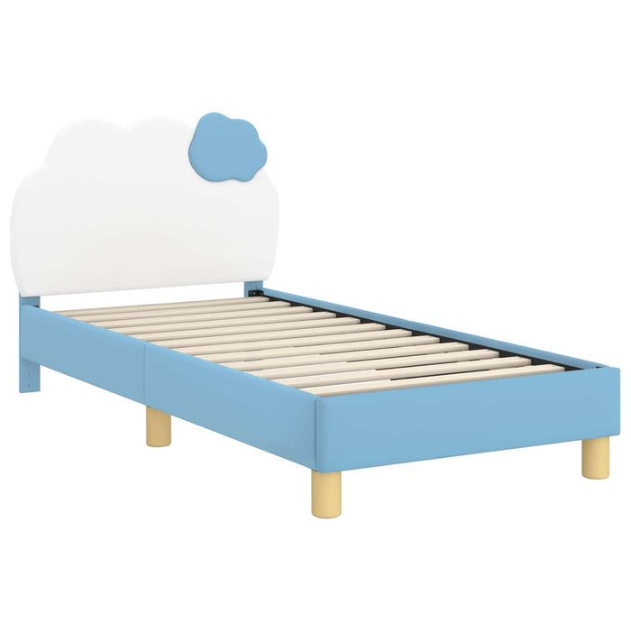 Cadru de pat pentru copii cu spătar albastru 80 x 160 cm PU - WALTI WALTI