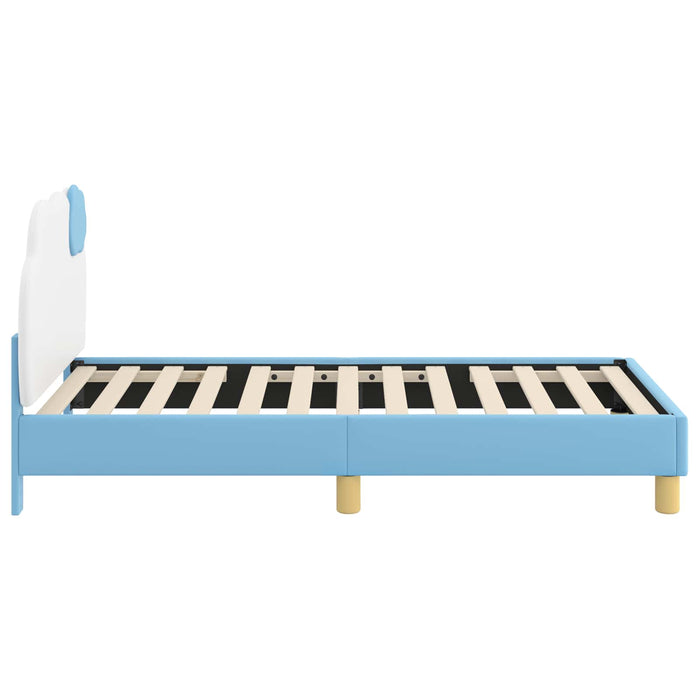 Cadru de pat pentru copii cu spătar albastru 80 x 160 cm PU - WALTI WALTI