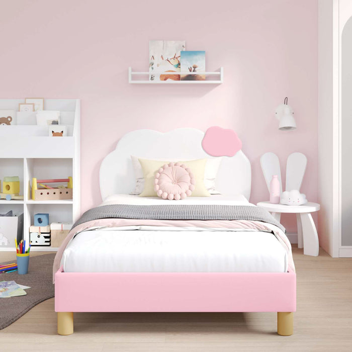 Cadru de pat pentru copii cu spătar Roz 90 x 190 cm PU - WALTI WALTI