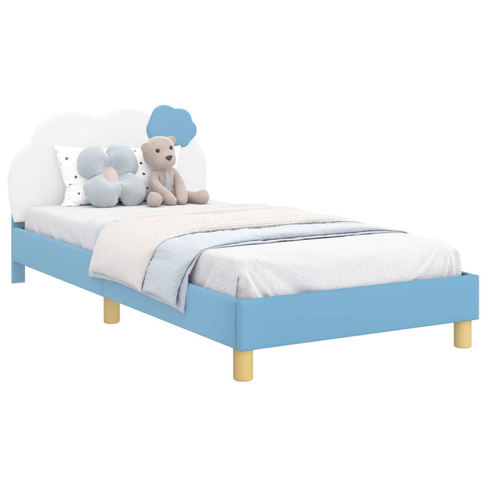 Cadru de pat pentru copii cu spătar albastru 90 x 190 cm PU - WALTI WALTI