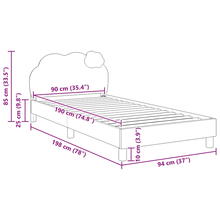 Cadru de pat pentru copii cu spătar albastru 90 x 190 cm PU - WALTI WALTI