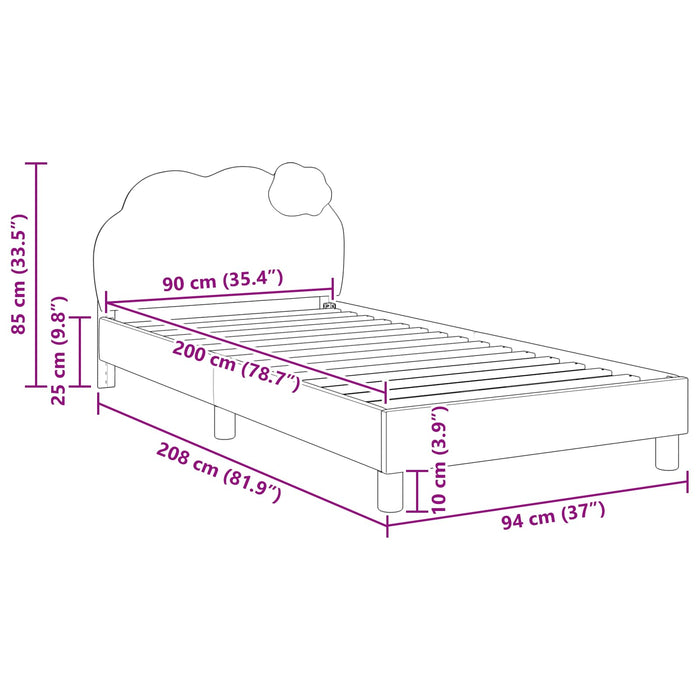 Cadru de pat pentru copii cu spătar Roz 90 x 200 cm PU - WALTI WALTI