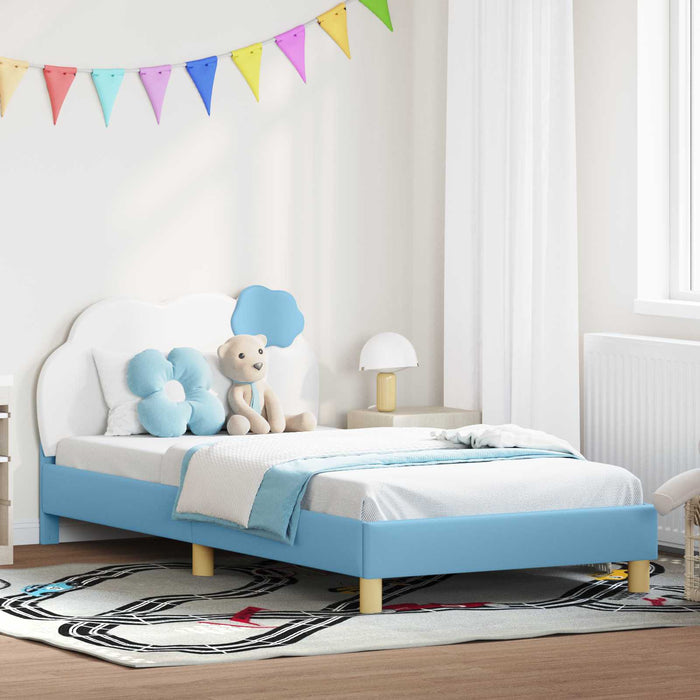 Cadru de pat pentru copii cu spătar albastru 90 x 200 cm PU - WALTI WALTI