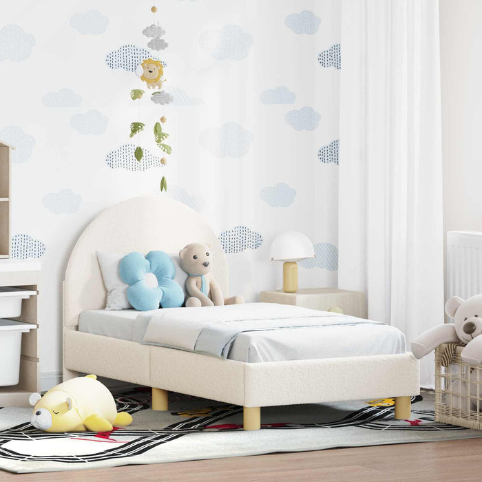 Cadru de pat pentru copii cu spătar Crem 70 x 140 cm Bouclé - WALTI WALTI