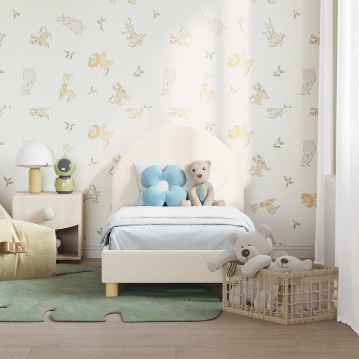 Cadru de pat pentru copii cu spătar Crem 70 x 140 cm Bouclé - WALTI WALTI