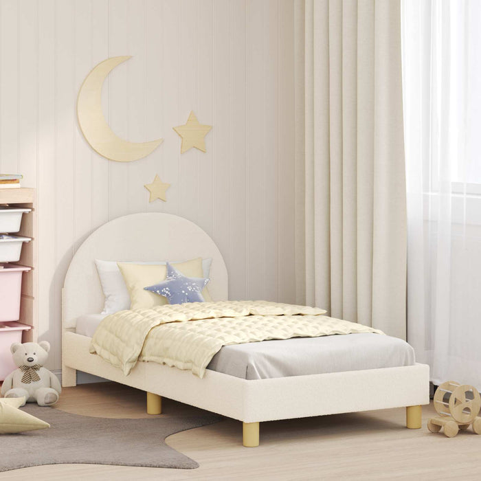Cadru de pat pentru copii cu spătar Crem 80 x 160 cm Bouclé WALTI