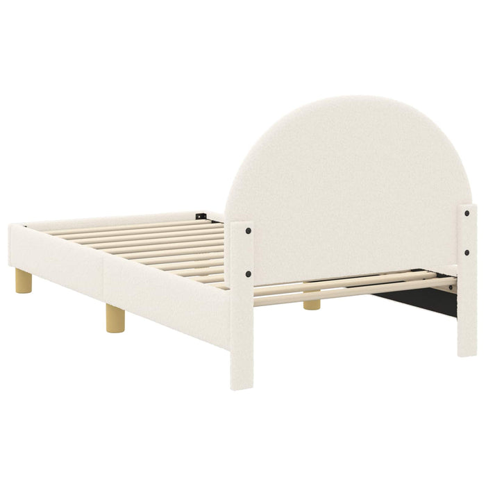 Cadru de pat pentru copii cu spătar Crem 80 x 160 cm Bouclé WALTI