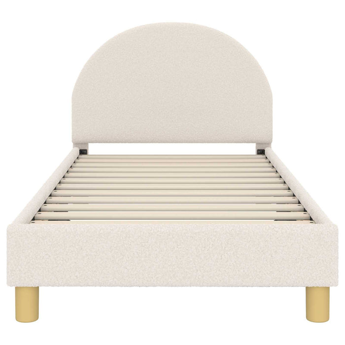 Cadru de pat pentru copii cu spătar Crem 80 x 160 cm Bouclé WALTI