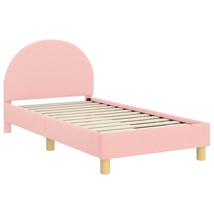 Cadru de pat pentru copii cu spătar Roz 80 x 160 cm Bouclé WALTI