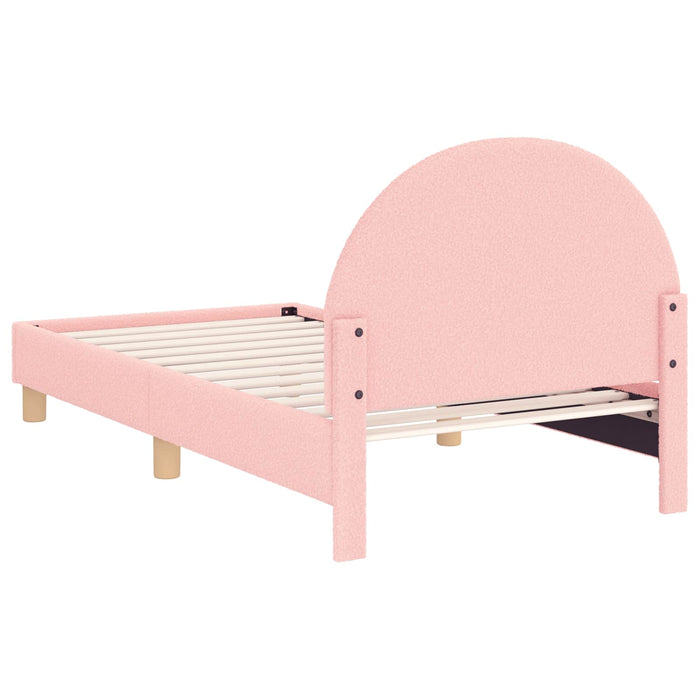 Cadru de pat pentru copii cu spătar Roz 80 x 160 cm Bouclé WALTI