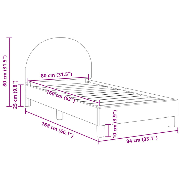 Cadru de pat pentru copii cu spătar Roz 80 x 160 cm Bouclé WALTI