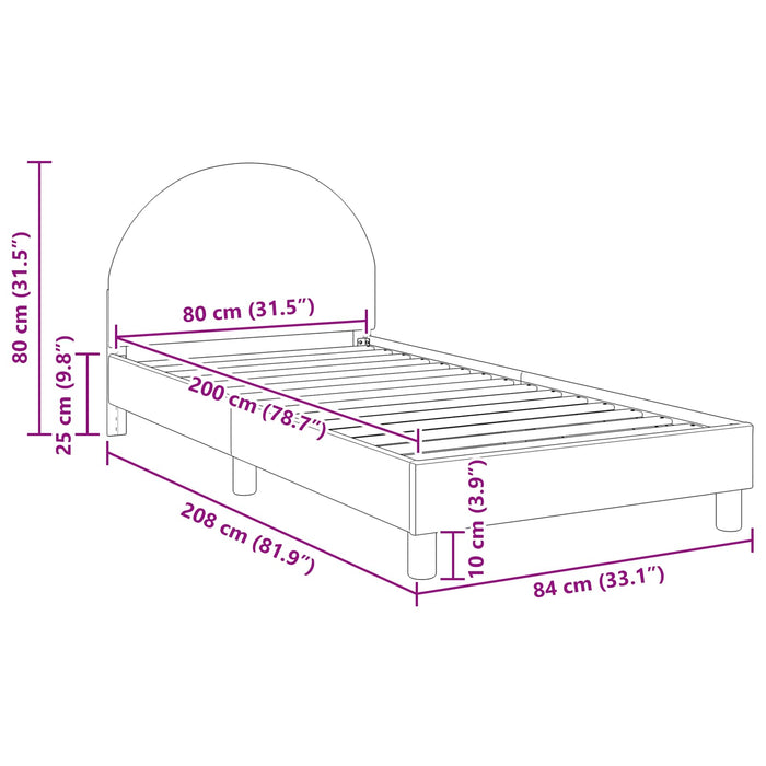 Cadru de pat pentru copii cu spătar Crem 80 x 200 cm Bouclé - WALTI WALTI