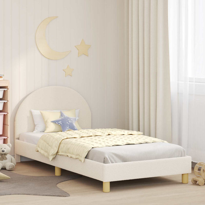 Cadru de pat pentru copii cu spătar Crem 90 x 200 cm Bouclé WALTI