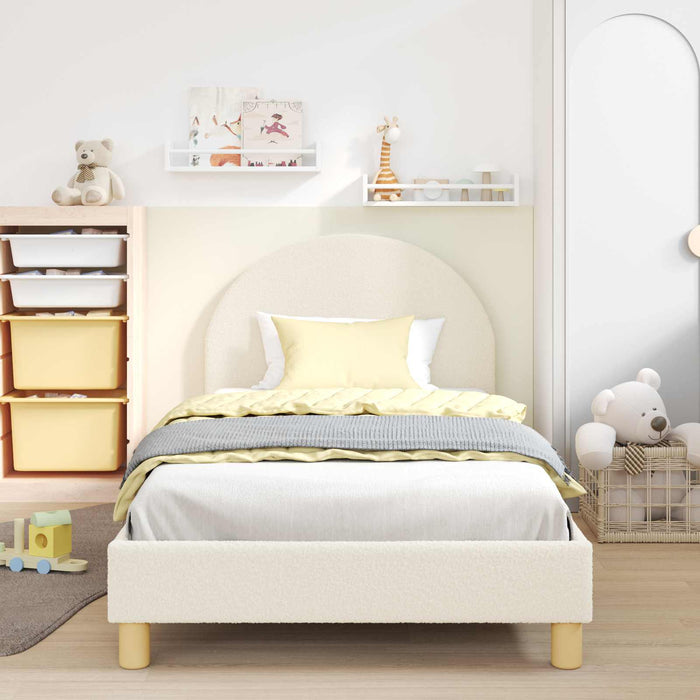 Cadru de pat pentru copii cu spătar Crem 90 x 200 cm Bouclé WALTI