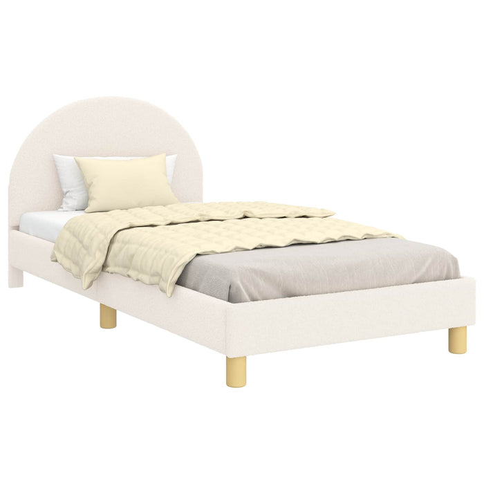 Cadru de pat pentru copii cu spătar Crem 90 x 200 cm Bouclé WALTI