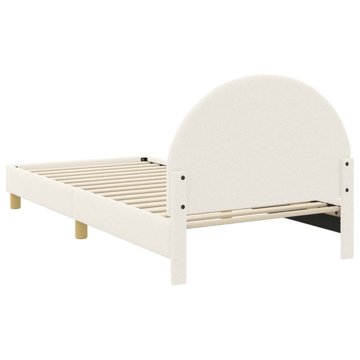 Cadru de pat pentru copii cu spătar Crem 90 x 200 cm Bouclé WALTI