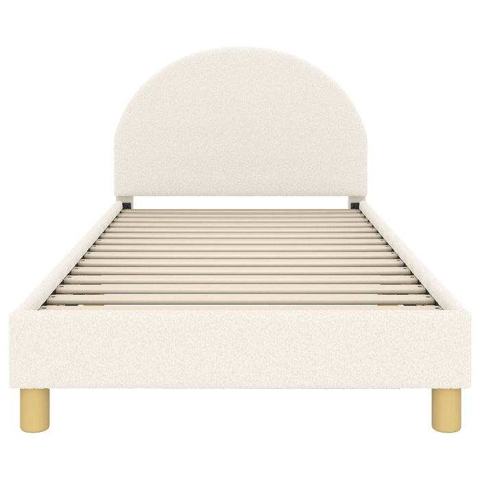 Cadru de pat pentru copii cu spătar Crem 90 x 200 cm Bouclé WALTI