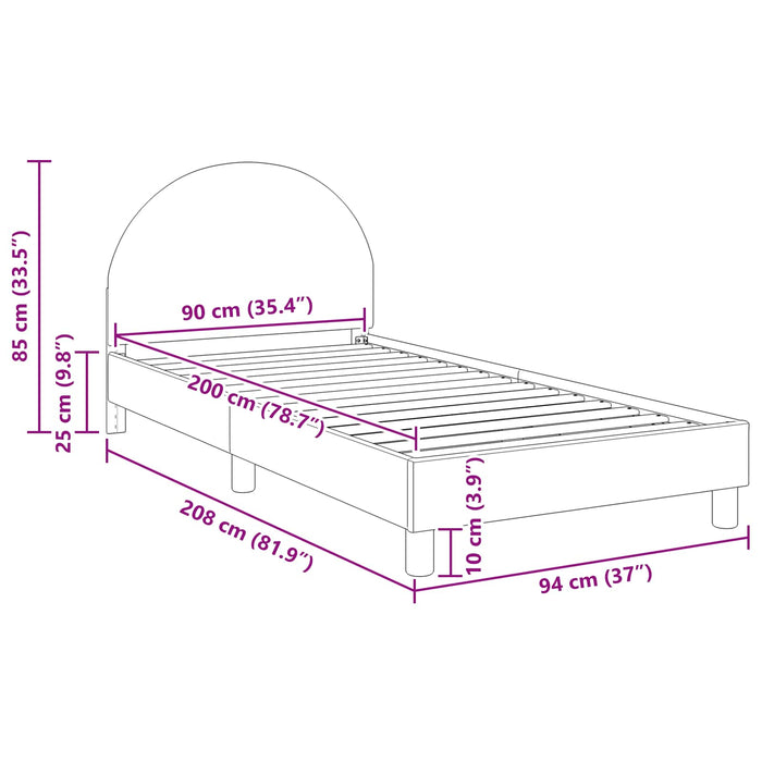 Cadru de pat pentru copii cu spătar Crem 90 x 200 cm Bouclé WALTI