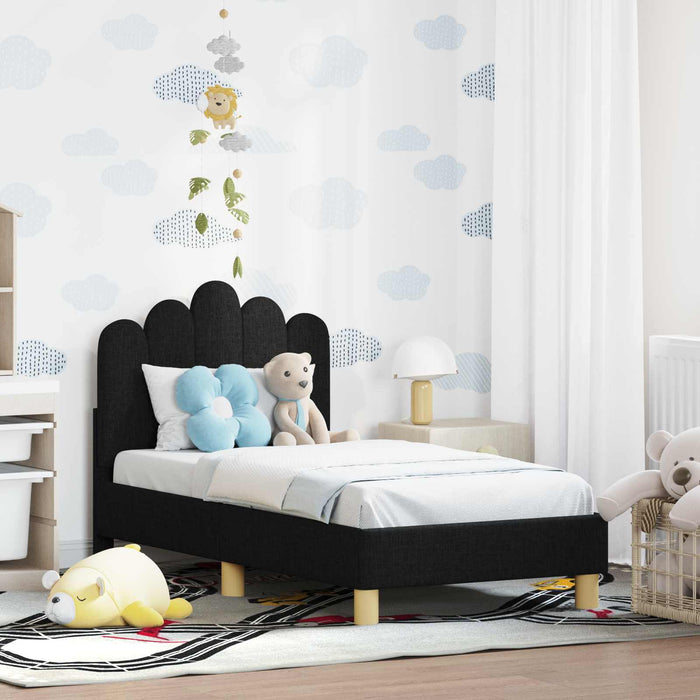 Cadru de pat pentru copii cu spătar Negru 70 x 140 cm țesătură - WALTI WALTI