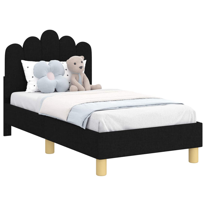 Cadru de pat pentru copii cu spătar Negru 70 x 140 cm țesătură - WALTI WALTI