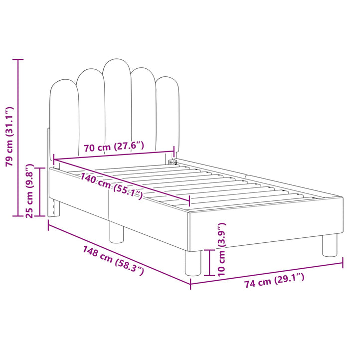 Cadru de pat pentru copii cu spătar Negru 70 x 140 cm țesătură - WALTI WALTI