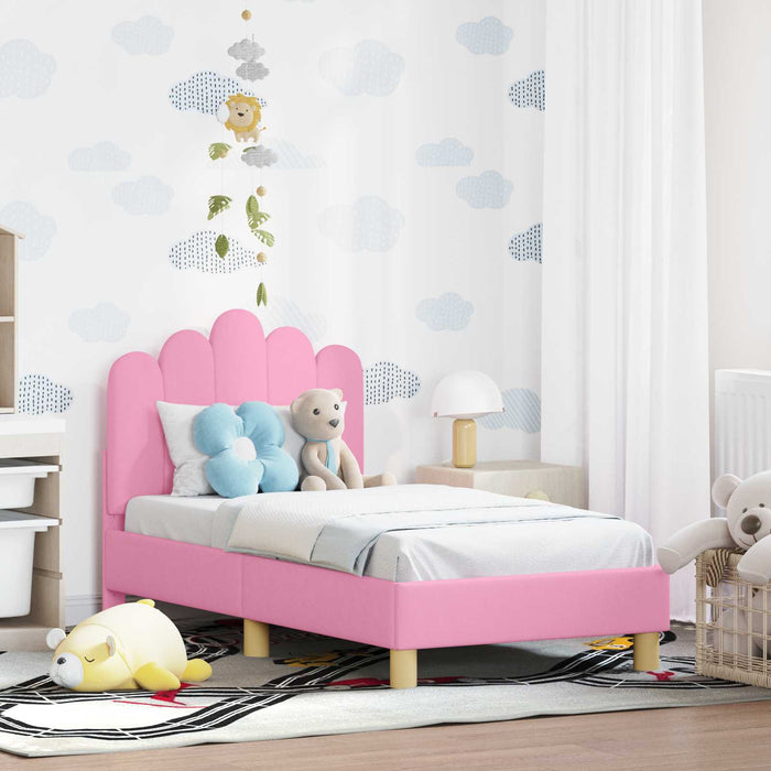 Cadru de pat pentru copii cu spătar Roz 70 x 140 cm Țesătură WALTI