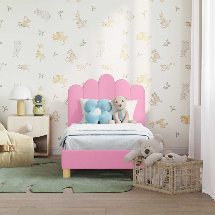 Cadru de pat pentru copii cu spătar Roz 70 x 140 cm Țesătură WALTI
