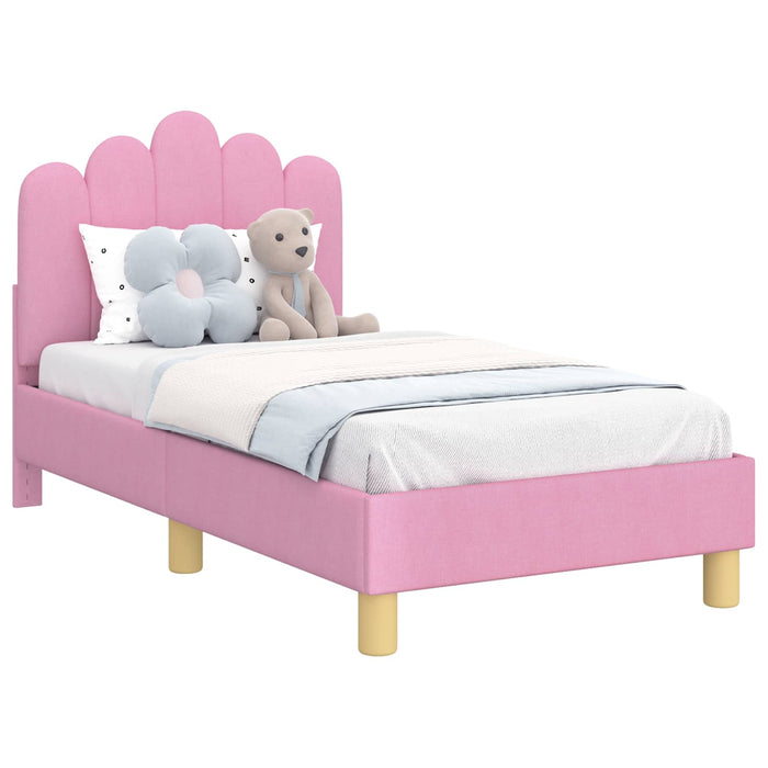 Cadru de pat pentru copii cu spătar Roz 70 x 140 cm Țesătură WALTI