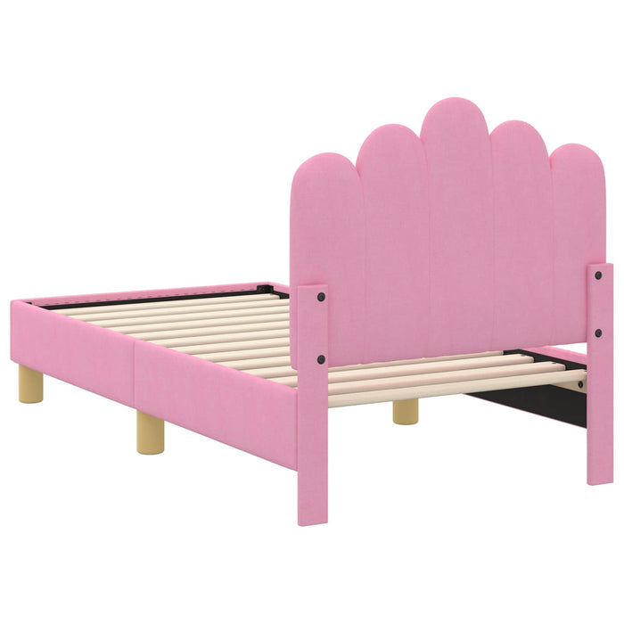 Cadru de pat pentru copii cu spătar Roz 70 x 140 cm Țesătură WALTI