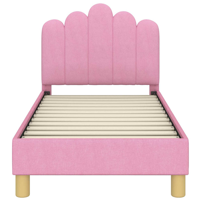 Cadru de pat pentru copii cu spătar Roz 70 x 140 cm Țesătură WALTI