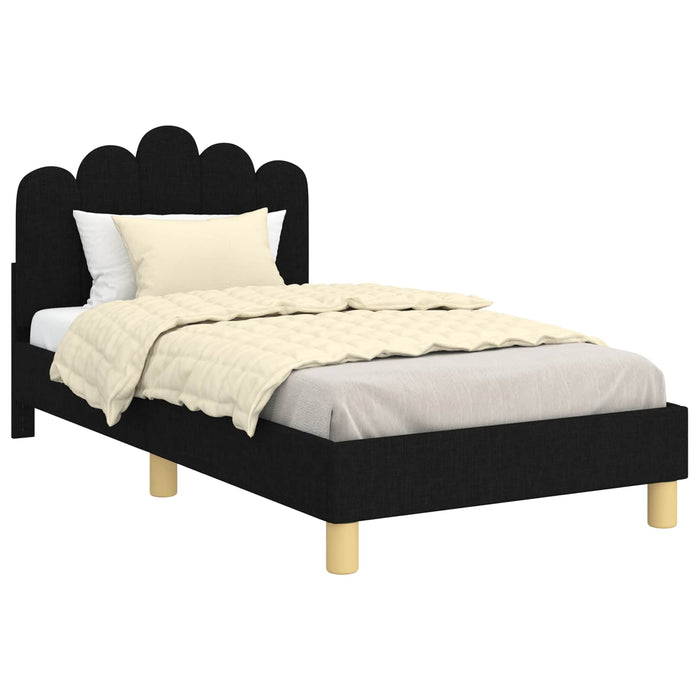 Cadru de pat pentru copii cu spătar Negru 80 x 160 cm țesătură - WALTI WALTI