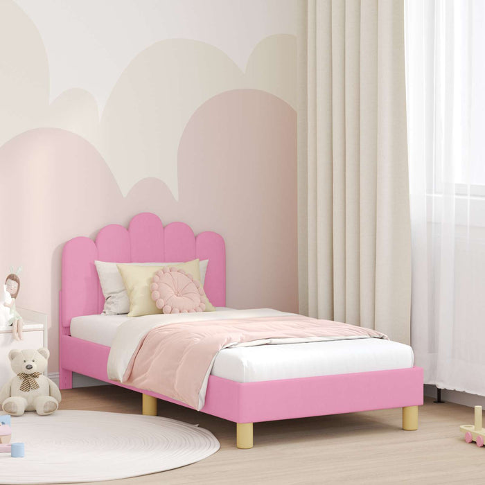 Cadru de pat pentru copii cu spătar Roz 80 x 160 cm Țesătură WALTI