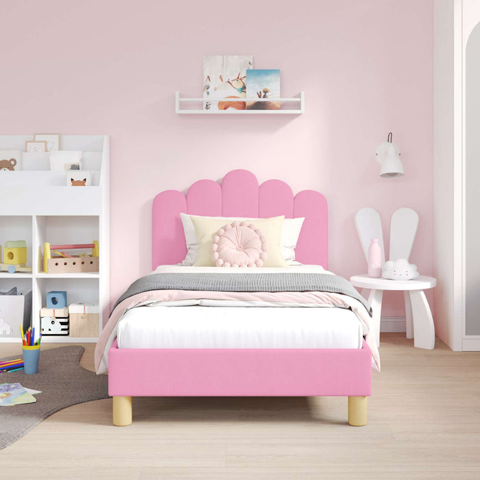 Cadru de pat pentru copii cu spătar Roz 80 x 160 cm Țesătură WALTI