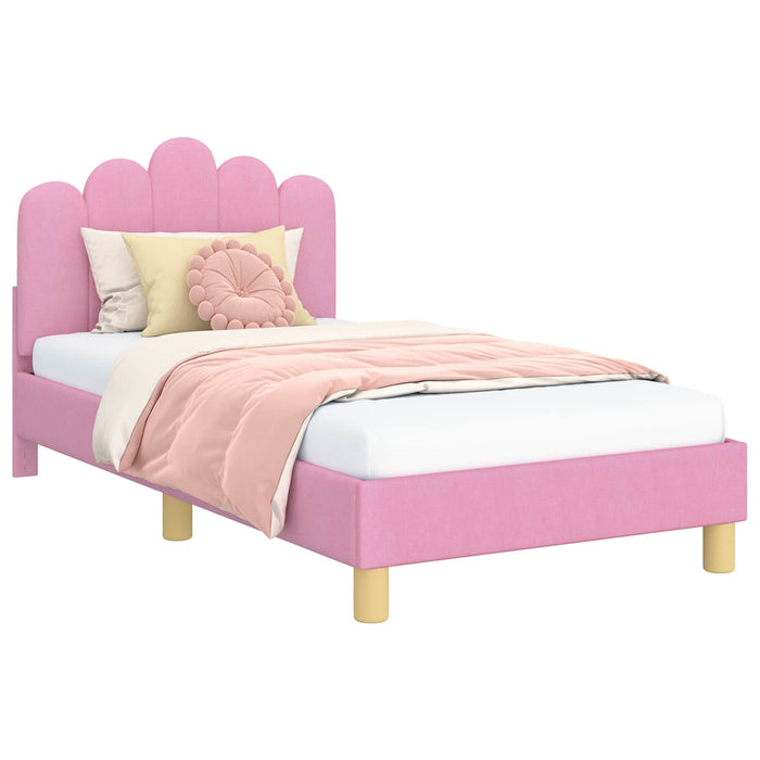 Cadru de pat pentru copii cu spătar Roz 80 x 160 cm Țesătură WALTI