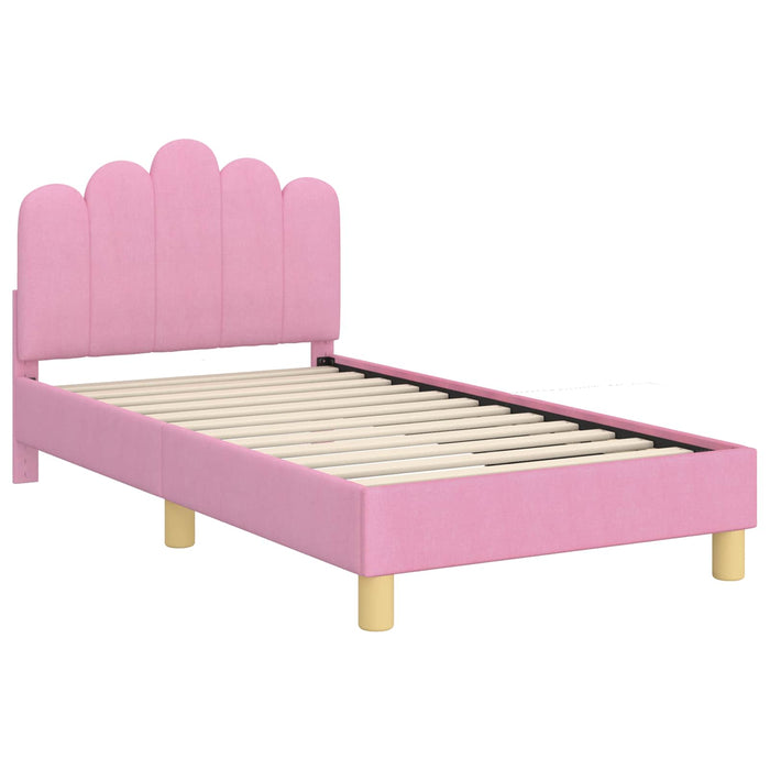 Cadru de pat pentru copii cu spătar Roz 80 x 160 cm Țesătură WALTI