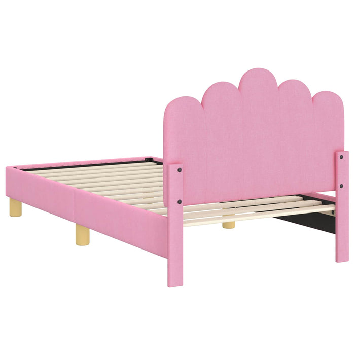 Cadru de pat pentru copii cu spătar Roz 80 x 160 cm Țesătură WALTI