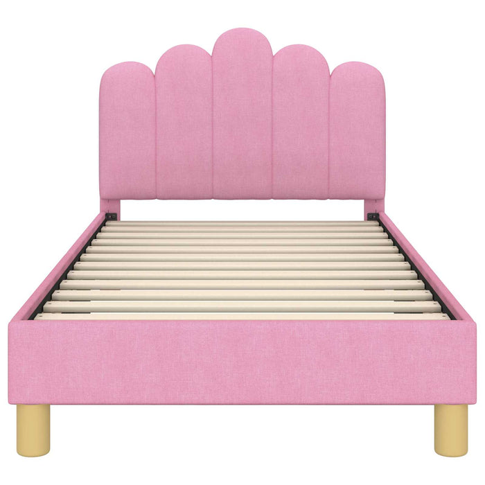 Cadru de pat pentru copii cu spătar Roz 80 x 160 cm Țesătură WALTI