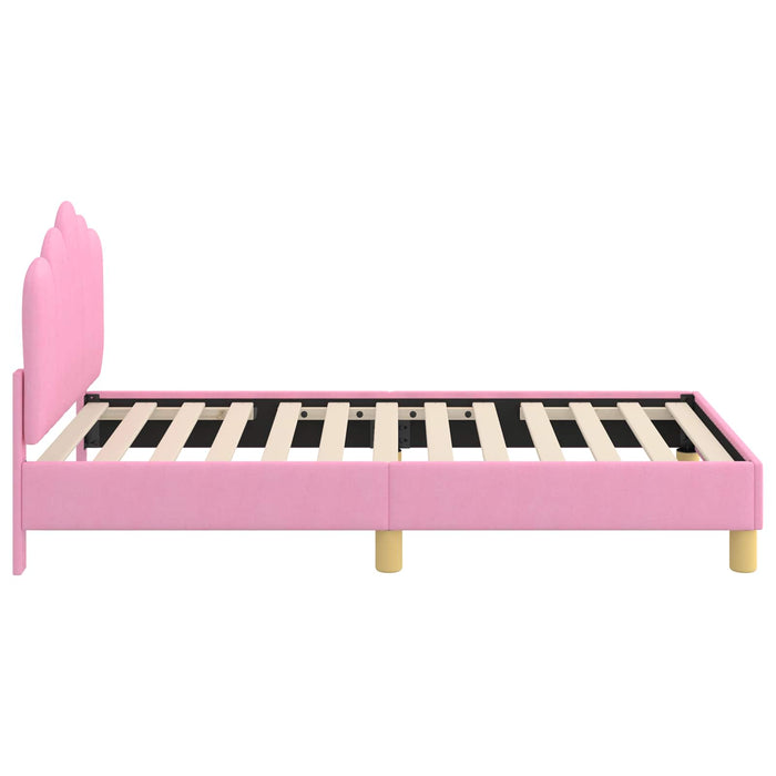 Cadru de pat pentru copii cu spătar Roz 80 x 160 cm Țesătură WALTI