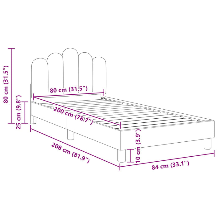 Cadru de pat pentru copii cu spătar Negru 80 x 200 cm țesătură - WALTI WALTI
