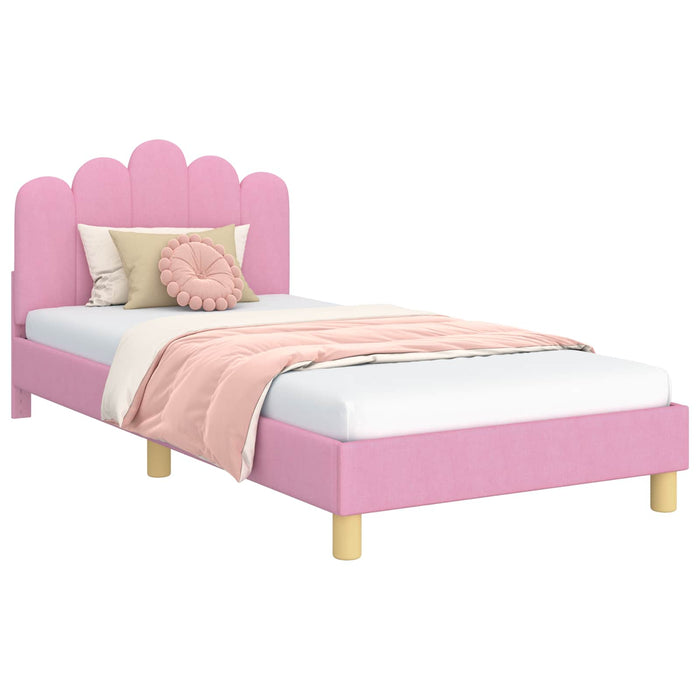Cadru de pat pentru copii cu spătar Roz 90 x 190 cm țesătură - WALTI WALTI