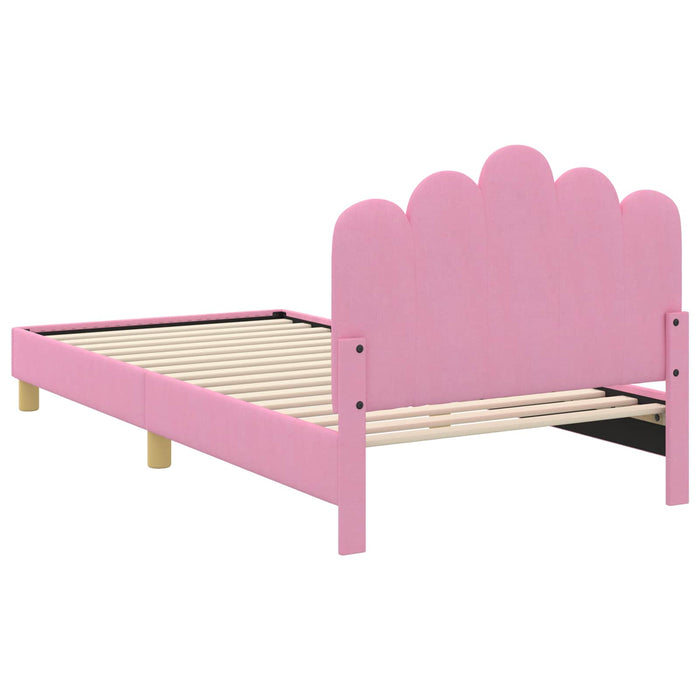 Cadru de pat pentru copii cu spătar Roz 90 x 190 cm țesătură - WALTI WALTI